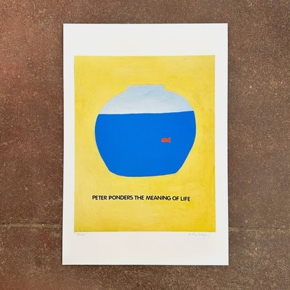 Peter Ponders the Meaning of Life art print by Kelly Puissegur on display at We Are 1976
