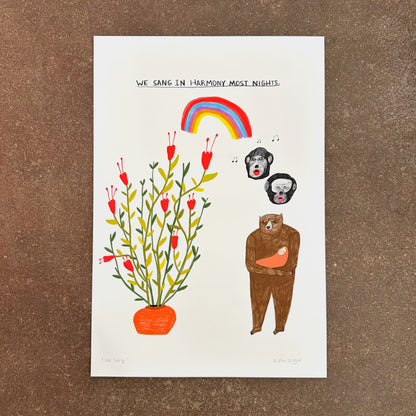 We Sang in Harmony Most Nights art print by Kelly Puissegur on display at We Are 1976