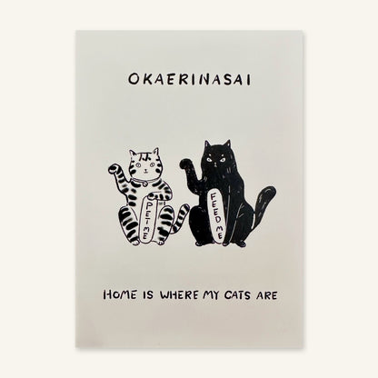 Okaerinasai mini art print by Linnan Ye laid flat, showing the full illustration