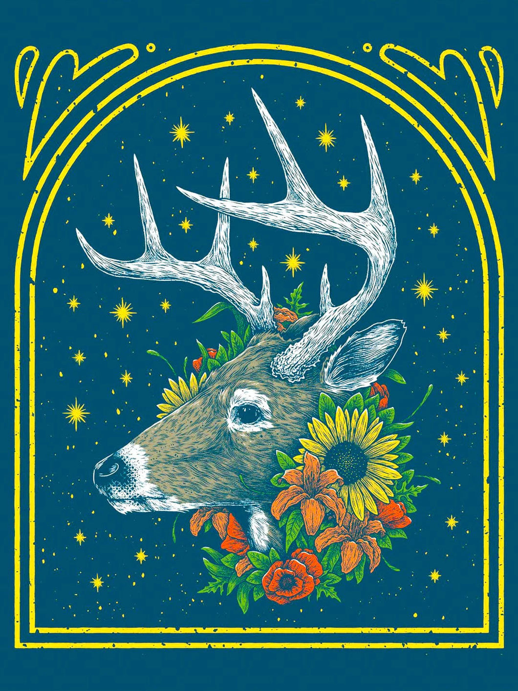 Whitetail & Flowers Screenprint | Logan Scmitt (WV)