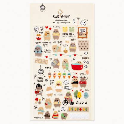 Lovely Bear Daily Deco Sticker Sheet | Suatelier (KOR)