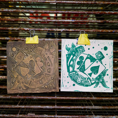 Lucky Linocut Print | Tattoo Flash Series | Luke Martin (MD)