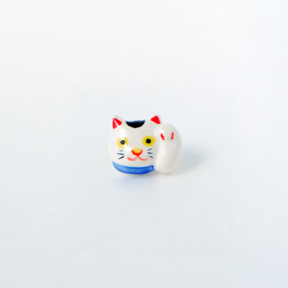 Ceramic Lucky Cat Brooch | Japan