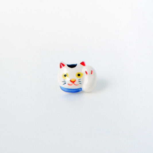 Ceramic Lucky Cat Brooch | Japan