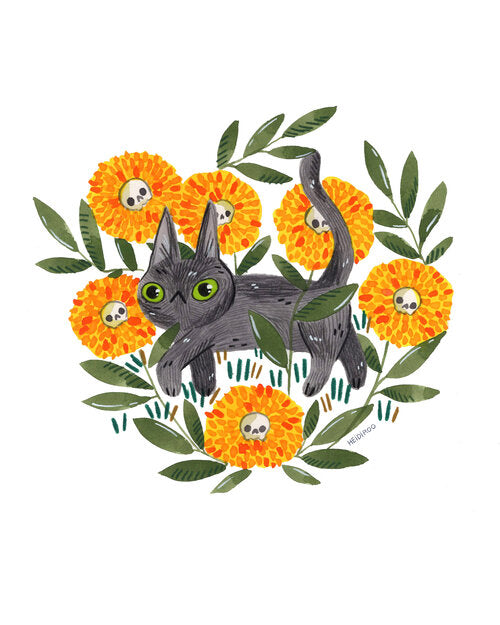 Marigolds Kitty Art Print | Heidi Moreno (CA)