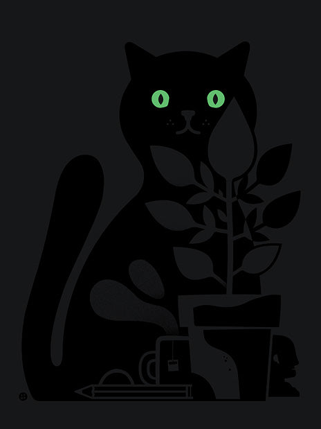 Midnight Cat Screenprint | Little Friends of Printmaking (CA)