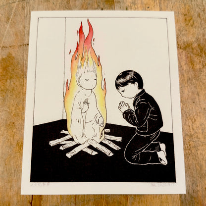 The Bodhisaattva in the Fire Art Print | Min Ding (CN)