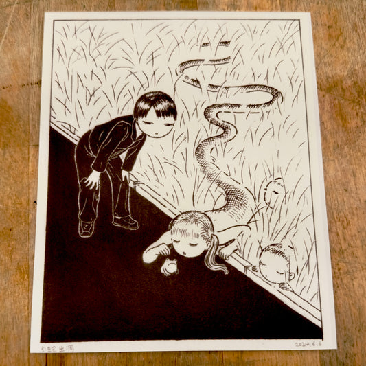 Draw a Snake Outside of Its Hole Art Print | Min Ding (CHN)