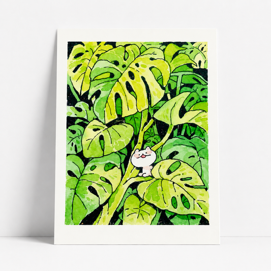 Monstera Mini Print | Jungle Cat Series | Koyamori (CAN