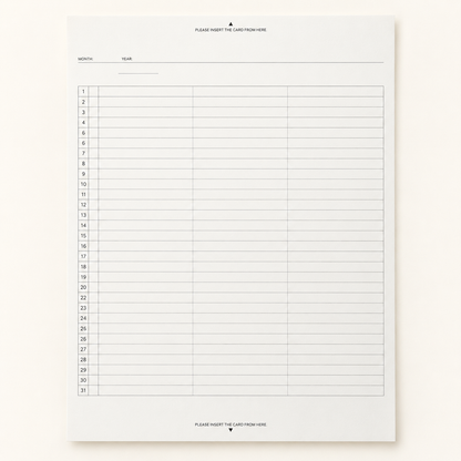 Laconic A5 Fieldpad Gantt Chart refill with 31 numbered day rows and columns for tracking