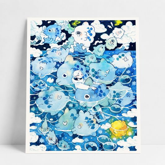 Moon Bathing Art Print | Koyamori (CAN)