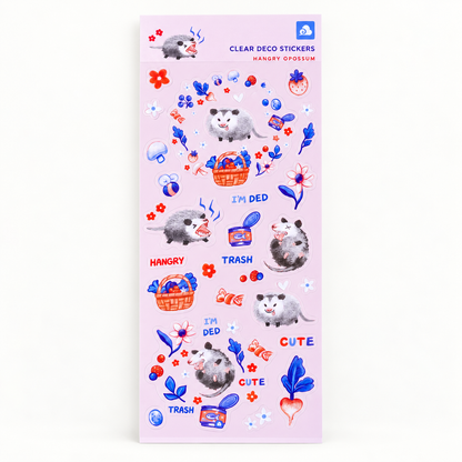 Hangry Opossum Clear Sticker Sheet | Thousand Skies (CA)