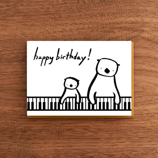 Otters at Piano Letterpress Birthday Card | Fomato (CA)