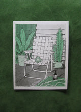 Load image into Gallery viewer, Patio Frog Risograph Print | Sarah Welch (TX)
