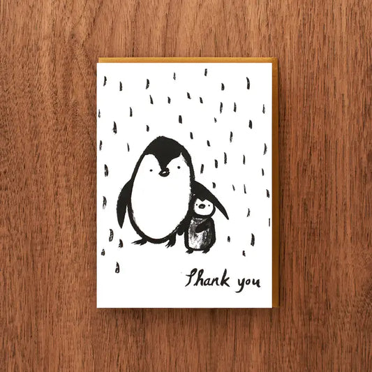 Penguins in the Rain Letterpress Thank You Card | Fomato (CA)