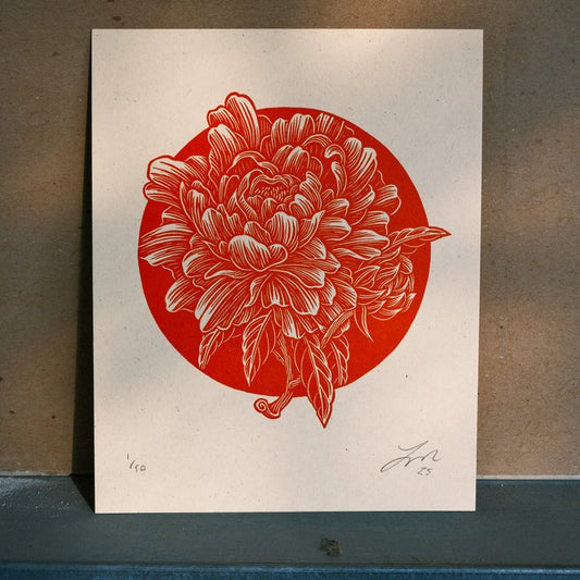 Peony Lino Cut Print | Luke Martin (MD)