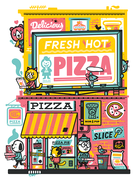 Pizza Pie Screenprint | The Little Friends of Printmaking (CA)