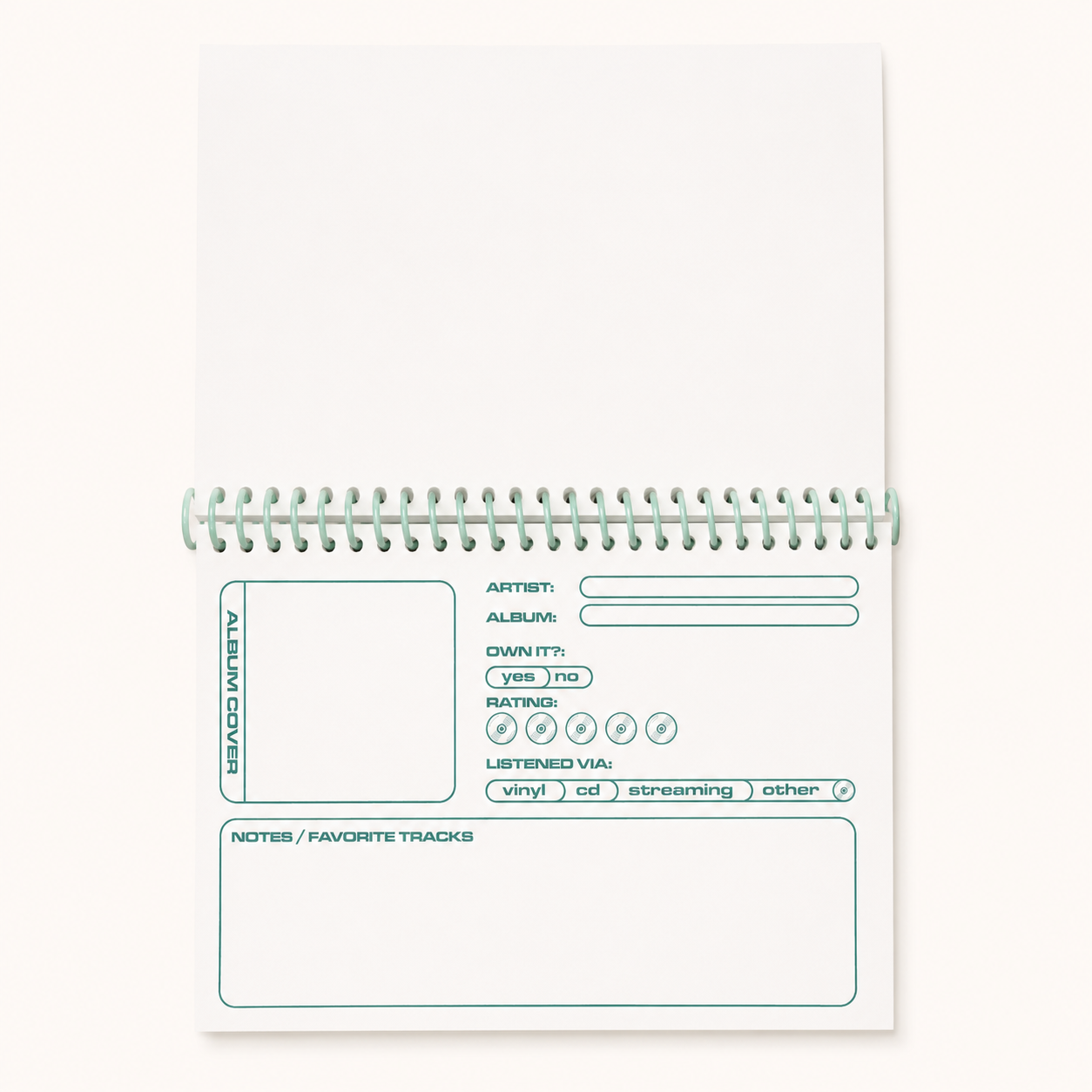 Audio Log Album Listening Journal | Play Nice Press (TX)