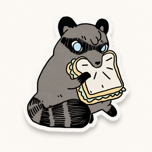 Raccoon Eating Samich Vinyl Sticker | Deth P. Sun (CA)