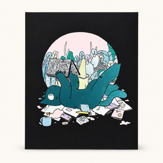 Reading Cat Postcard Print | Deth P. Sun (CA)