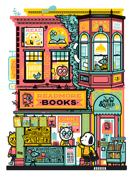 ReadMore Books Screenprint | Little Friends of Printmaking (CA)