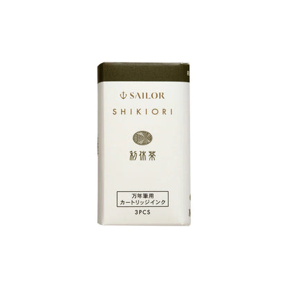 Shikiori Ink Cartridges for Sailor Fountain Pen | Rikyucha – Tea Green Brown | 8 Pack | Sailor (Japan)