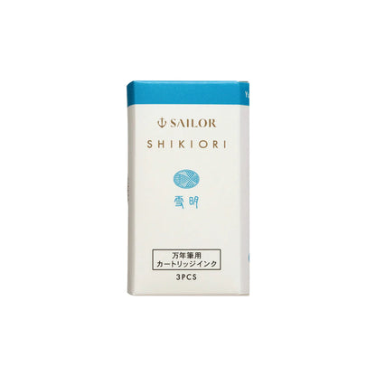 Shikiori Ink Cartridges for Sailor Fountain Pen | Yukiakari – Snow Light Blue | 8 Pack | Sailor (Japan)