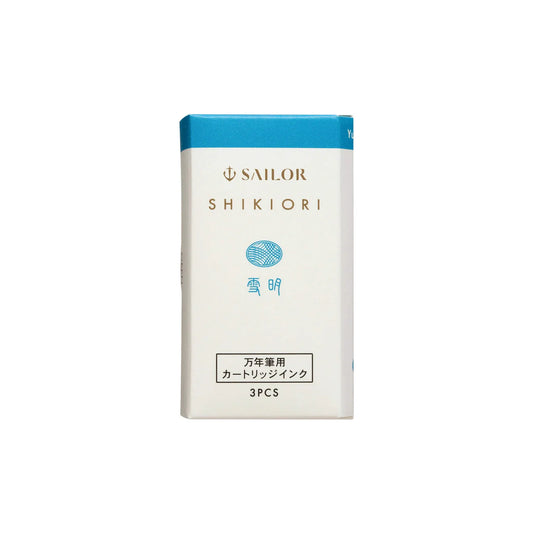 Shikiori Ink Cartridges for Sailor Fountain Pen | Yukiakari – Snow Light Blue | 8 Pack | Sailor (Japan)
