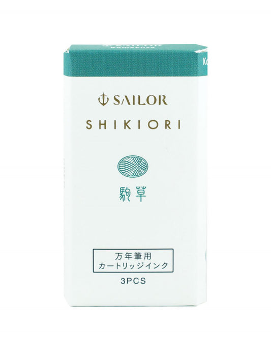 Shikiori Ink Cartridges for Sailor Fountain Pen | Komakusa – Alpine Green | 8 Pack | Sailor (Japan)