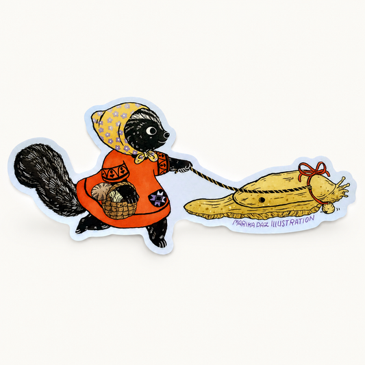 Skunk and Slug Go for a Walk Vinyl Sticker | Marika Paz (OR)