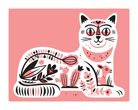 Souvenir Cat Screenprint | Little Friends of Printmaking (CA)