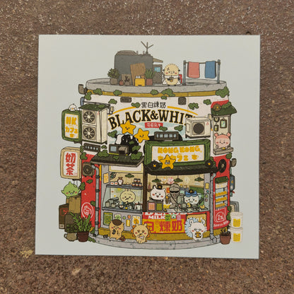 Chiikawa Hong Kong Cafe art print by Sushiboiiiyy on display in the We Are 1976 shop in Dallas