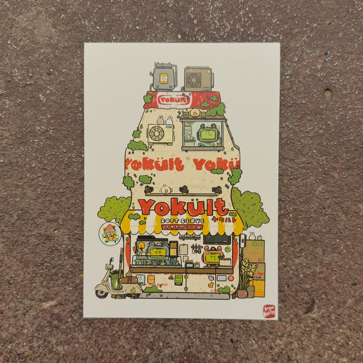 Yokult Soft Serve mini art print by Sushiboiiiyy on display in the We Are 1976 shop in Dallas
