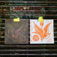 Load image into Gallery viewer, Swallows Linocut Print | Tattoo Flash Series | Luke Martin (MD)
