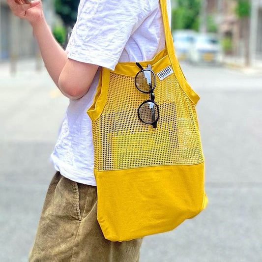 Cotton Half Mesh Bag | Large | Yellow | Dulton (Japan)