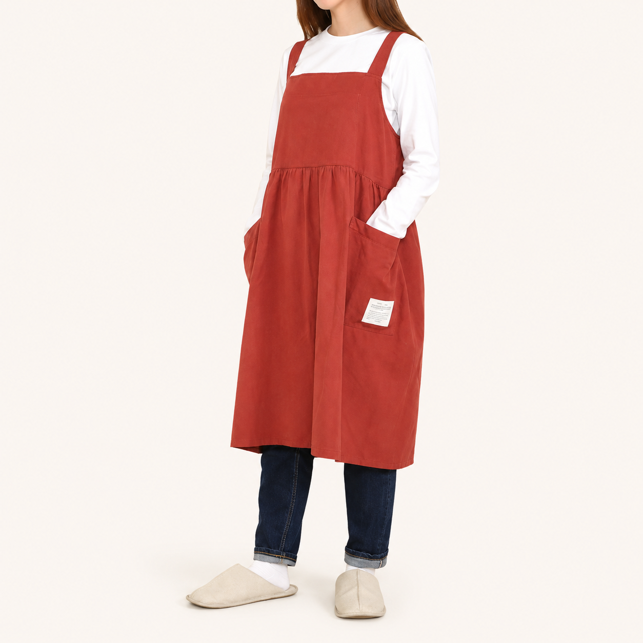 Cotton Cross Back Pleated Waist Apron | Fuji Trade (Japan)