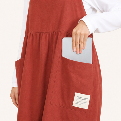 Cotton Cross Back Pleated Waist Apron | Fuji Trade (Japan)