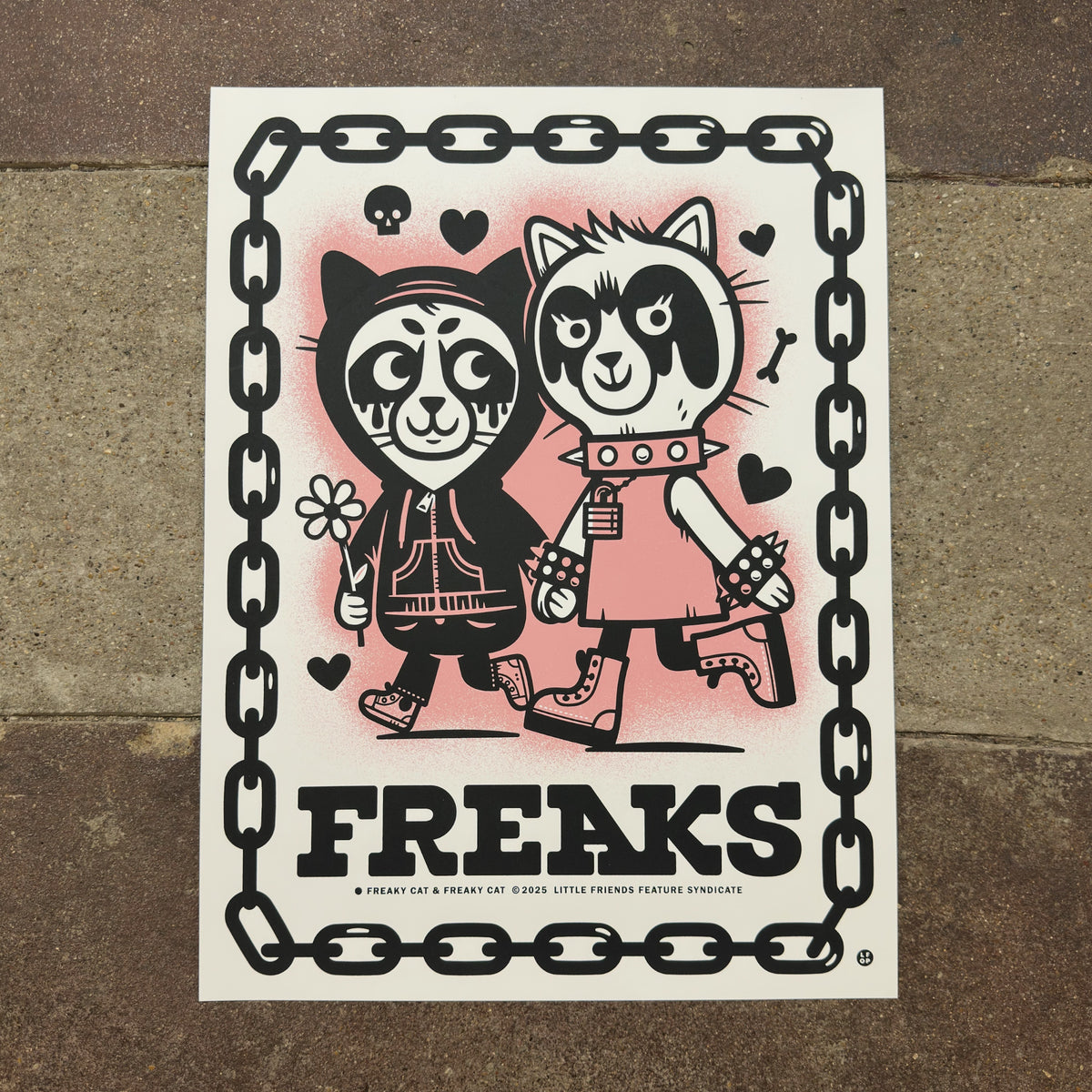Freaks screenprint photographed at We Are 1976 in Dallas
