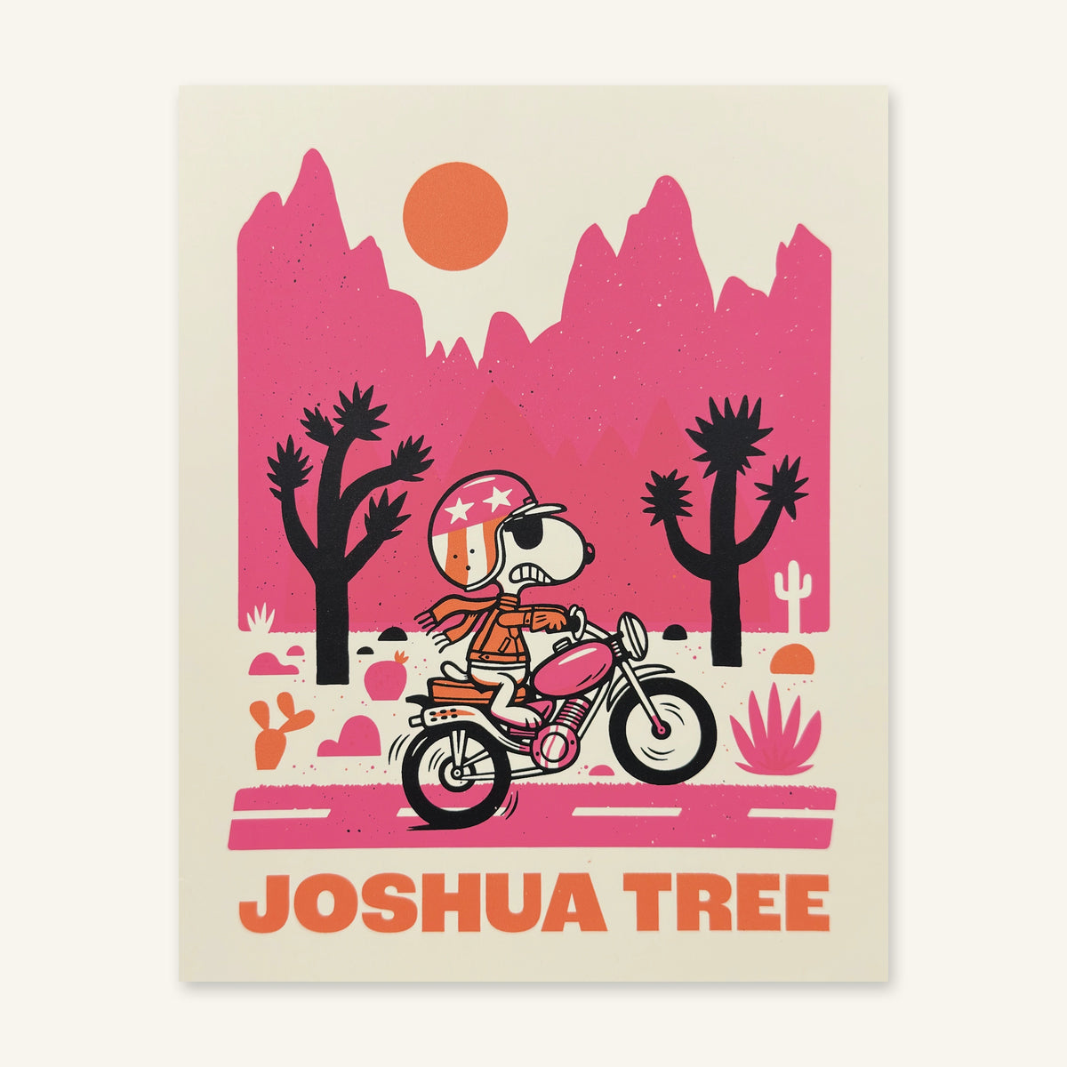 Joshua Tree screenprint photographed flat, showing the full sheet