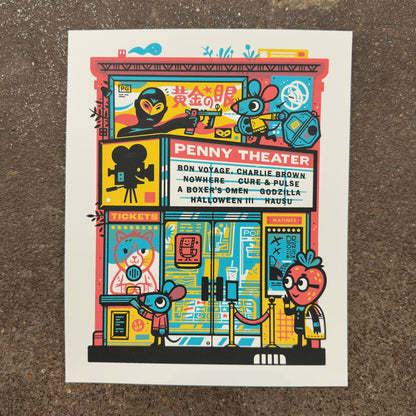 Penny Theater v3 screenprint photographed at We Are 1976 in Dallas