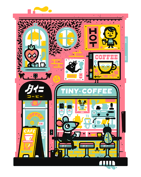 Tiny Coffee Screenprint | Little Friends of Printmaking (CA)