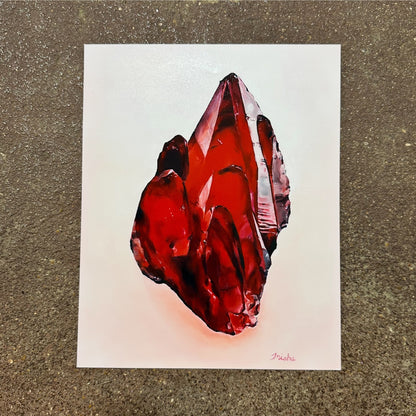 Rhodochrosite Red Mineral art print by Trisha Thompson Adams on display in the We Are 1976 shop in Dallas