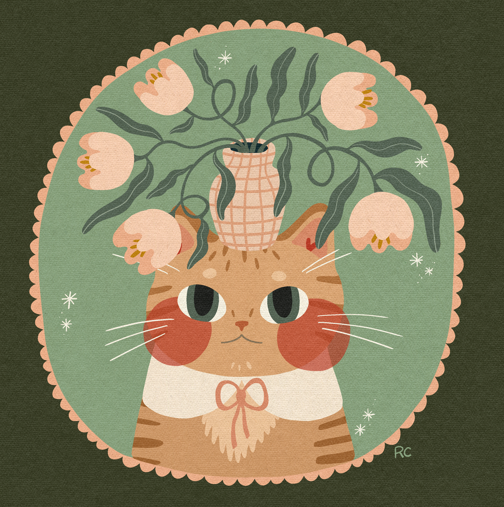 Tulip Cat Art Print | Rachele Cromer (OK)