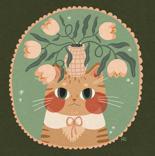 Tulip Cat Art Print | Rachele Cromer (OK)