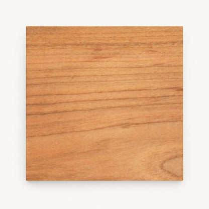 Square Yamazakura cherry wood coaster by SALIU, top view showing the wood grain