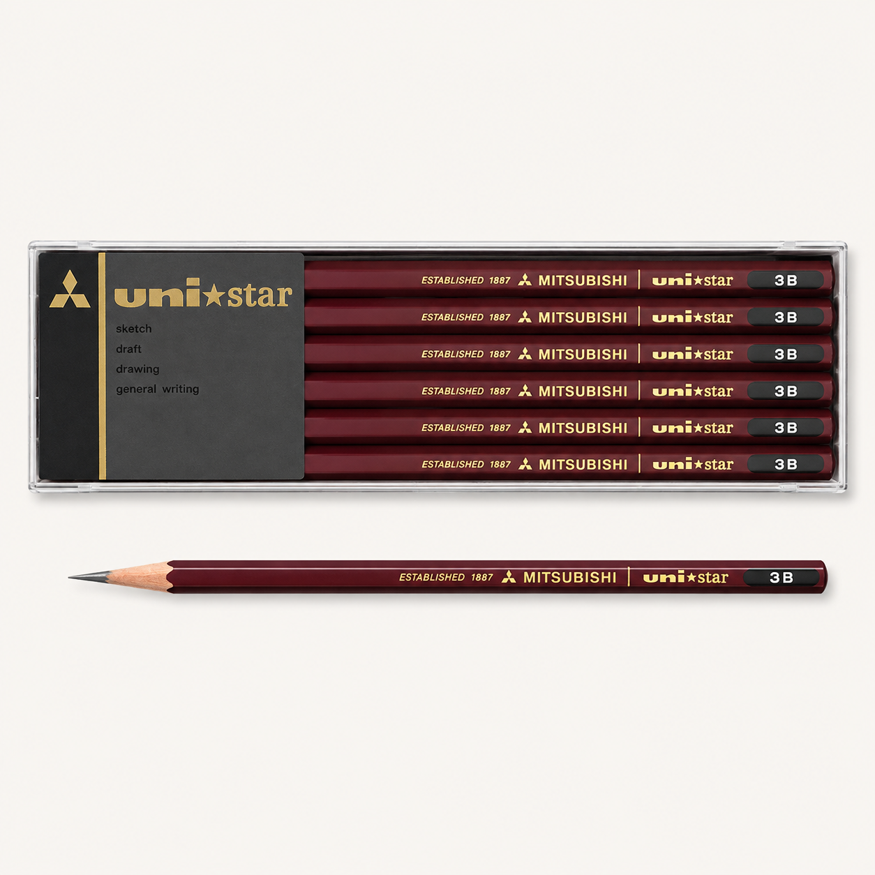 Hi-uni Unistar Wooden Pencil Pack of 12 | Mitsubishi (Japan)