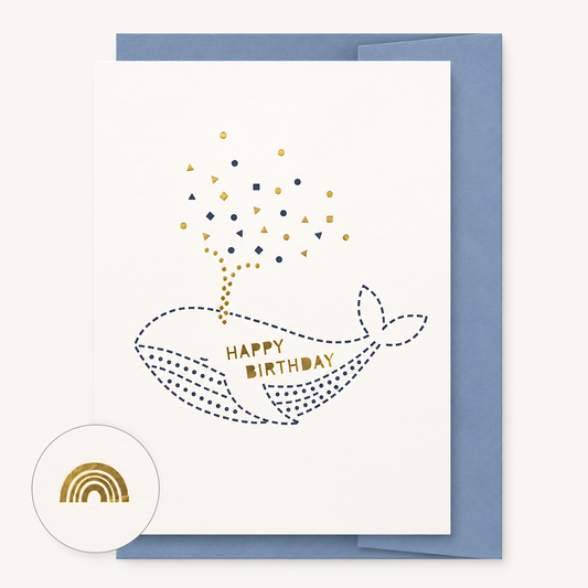 Happy Birthday Whale Gold Foil Letterpress Card | Matoka (Japan)