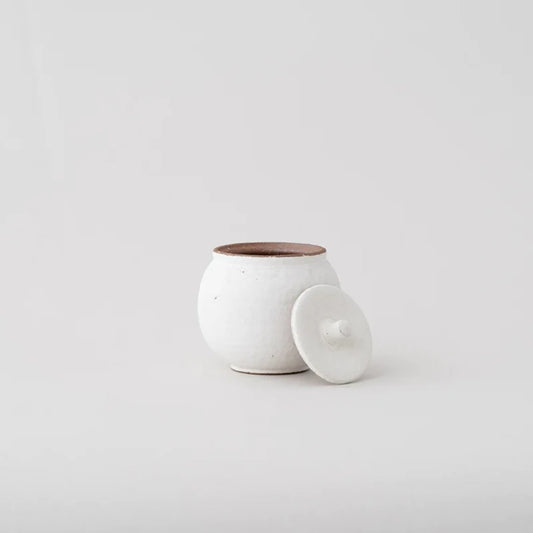 Shigaraki Handmade Salt Jar | White | Hechimon(Japan)