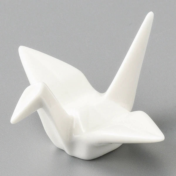 Origami Crane Ceramic Chopstick Rest | White (Japan)