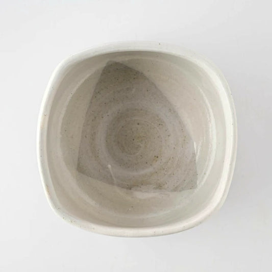 Ceramic Handmade Square Matcha Bowl | White | Seifu (Japan)